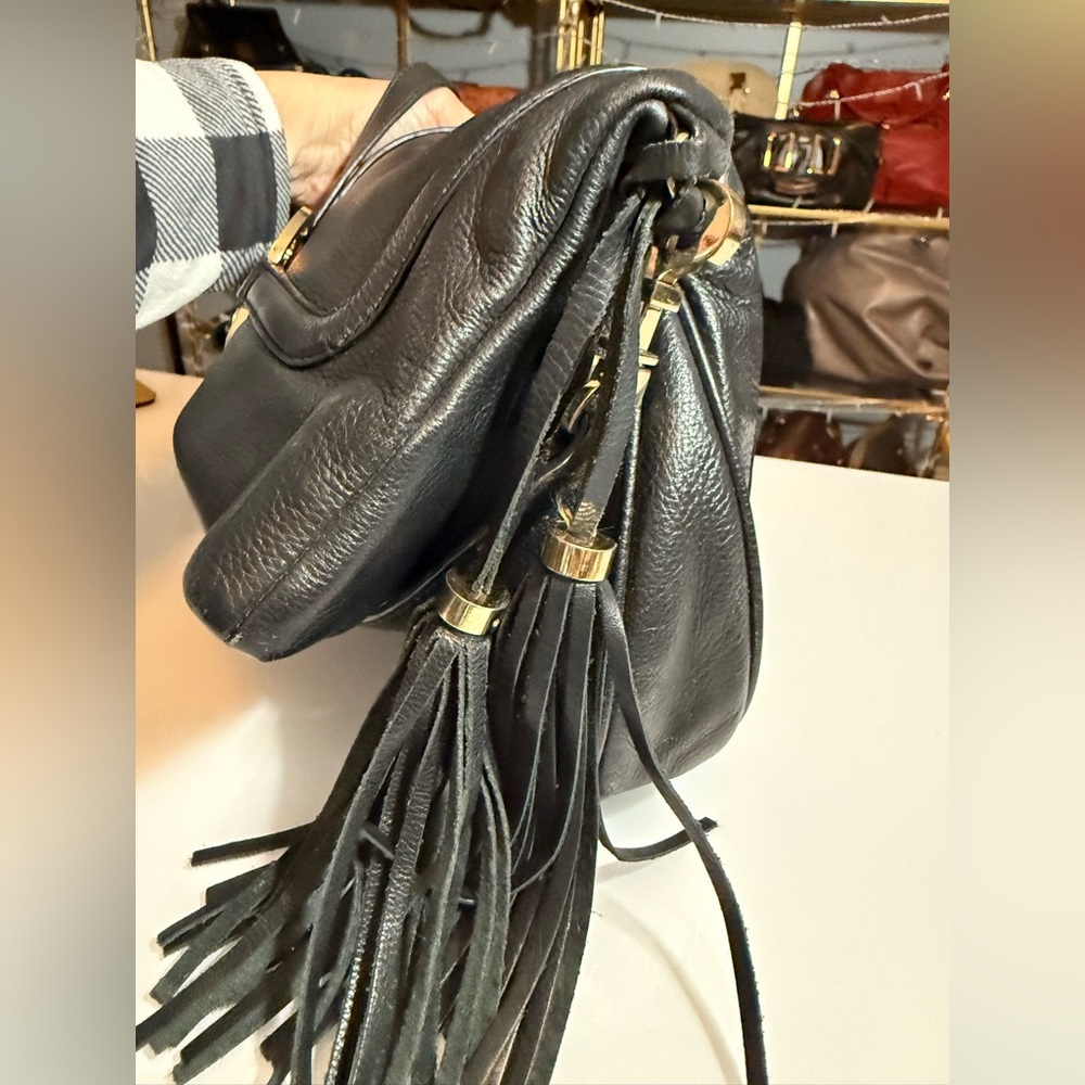 Tory Burch Amanda Black Foldover Messenger/Crossbody Bag. - Picture 4 of 13